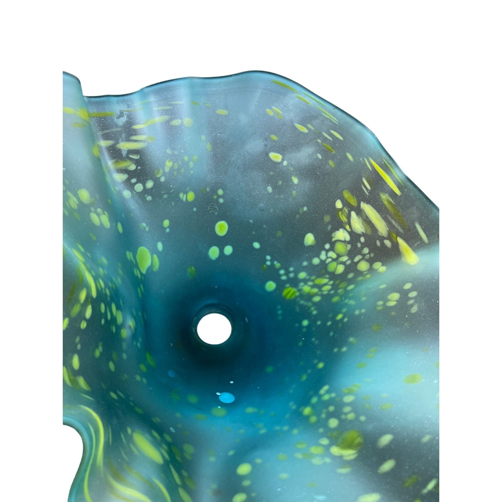Sink Art Glass Vessel Turquoise Lime Green Swirl Hand Blown Bathroom Basin 22″