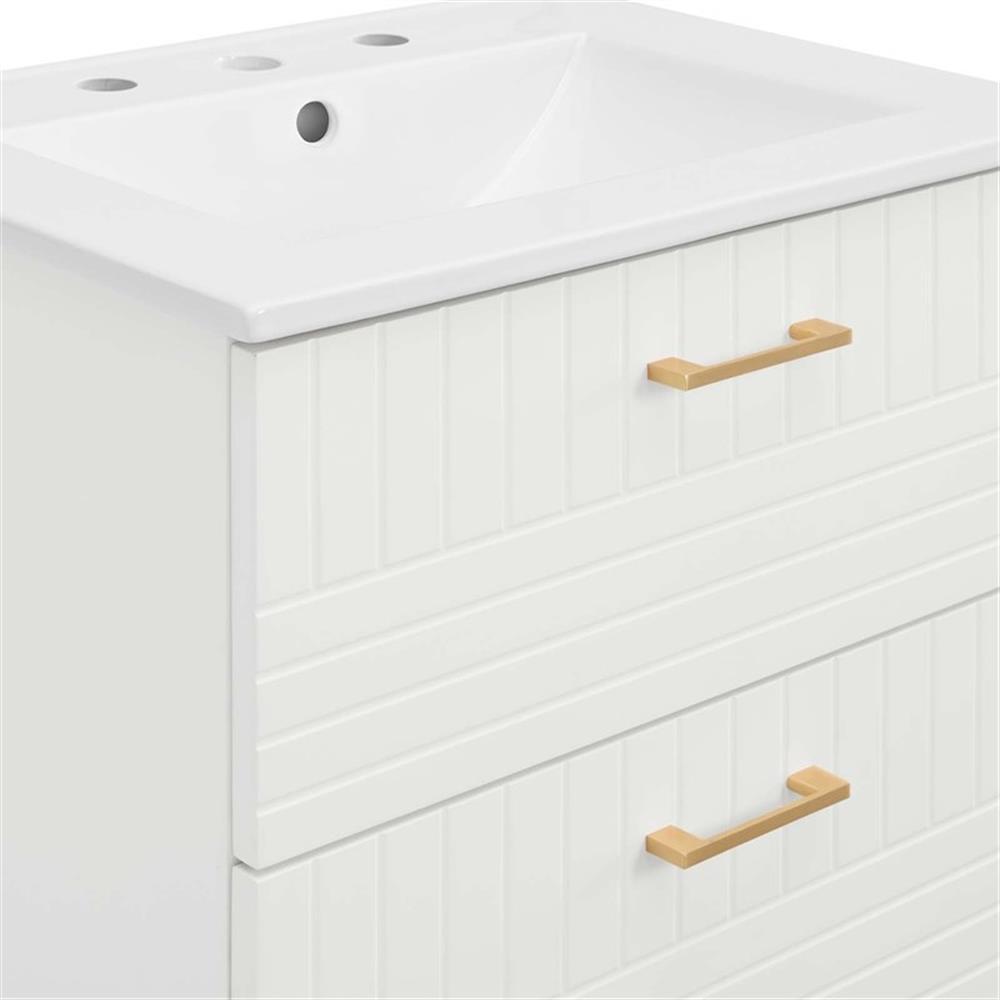 Modway Daybreak 24″ Modern Wood/Ceramic Bathroom Vanity in White