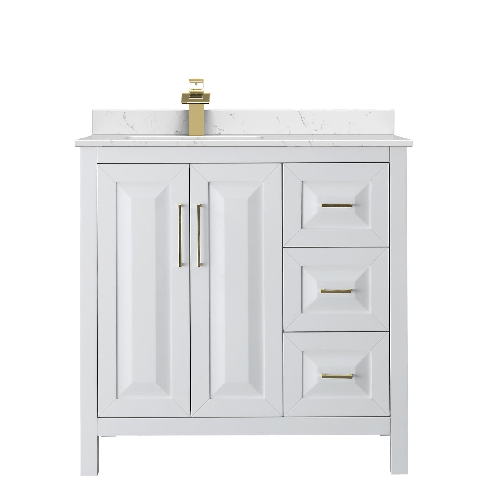 Wyndham Collection WCV252536S-Left-VCA-MXX Daria 36″ – White / Carrara Cultured