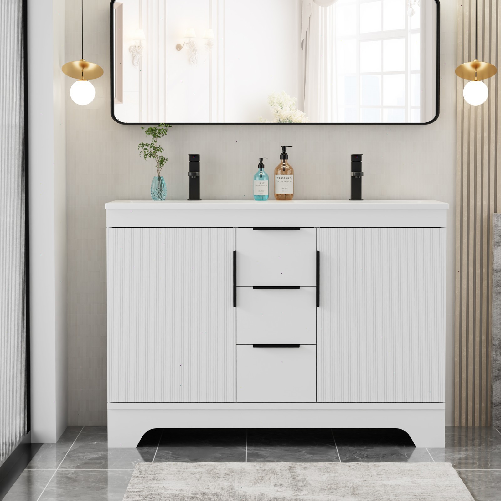 48″/60” Bathroom Vanity With Resin Sink Top