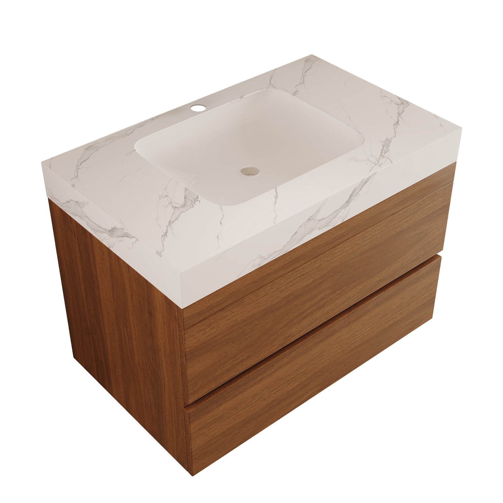 Floating Bathroom Vanity with Faux Marble Top and Ceramic Undermount Sink 29.9″