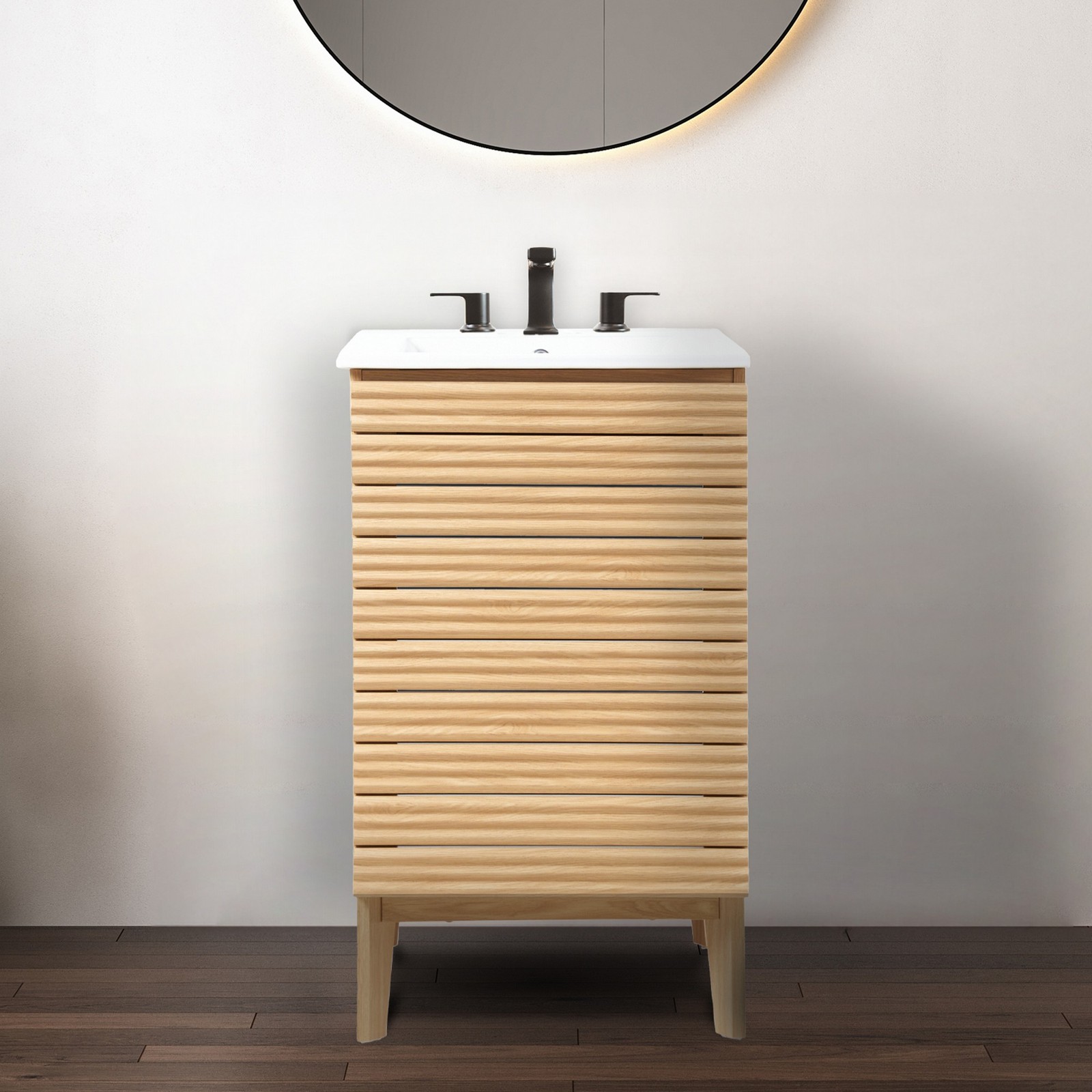 Calandre 20 in. W x 18 in. D x 33 in. H Thin Linear Slat Modern Farmhouse 2-Shel