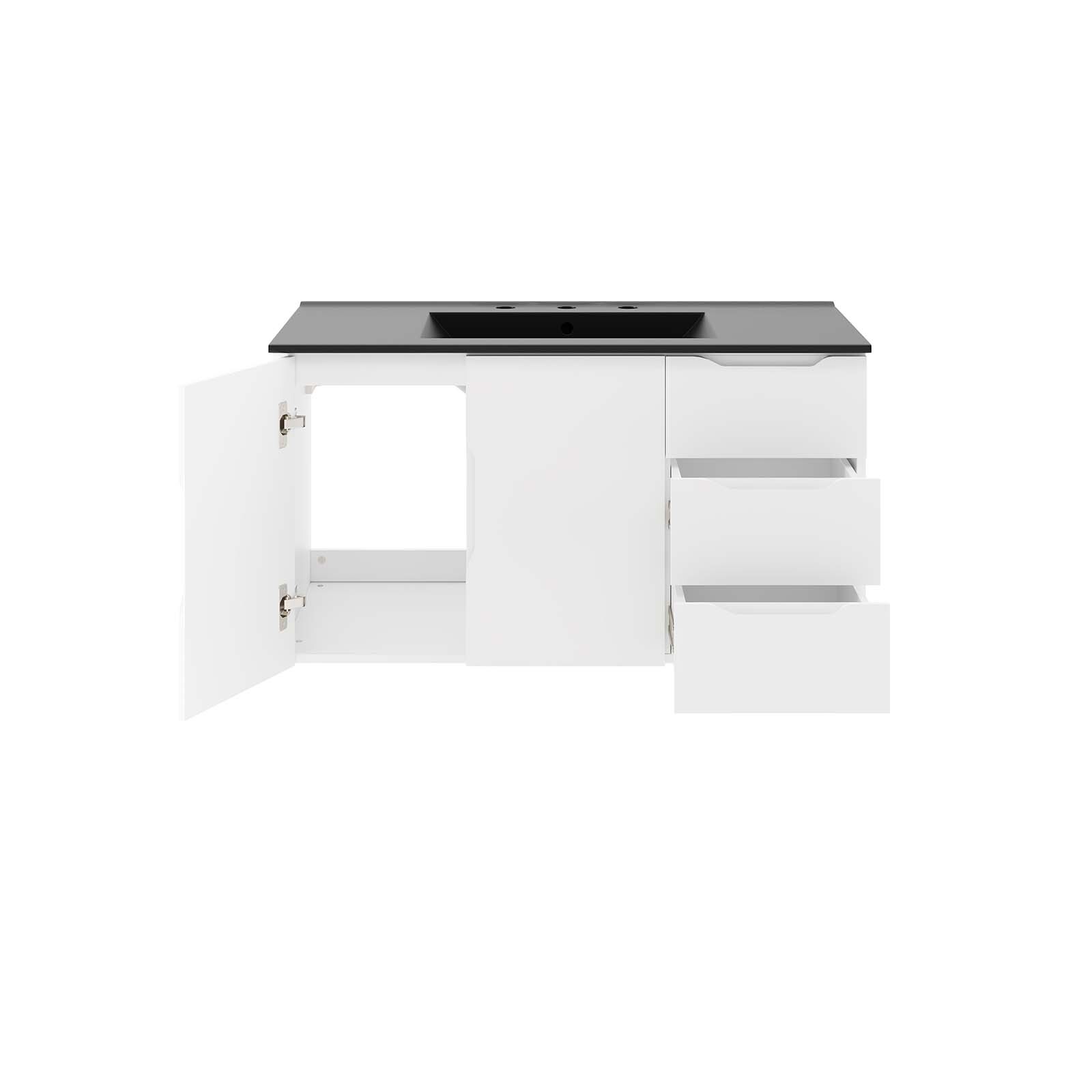 Modway Vitality 36″ Wall-Mount Bathroom Vanity in White Black