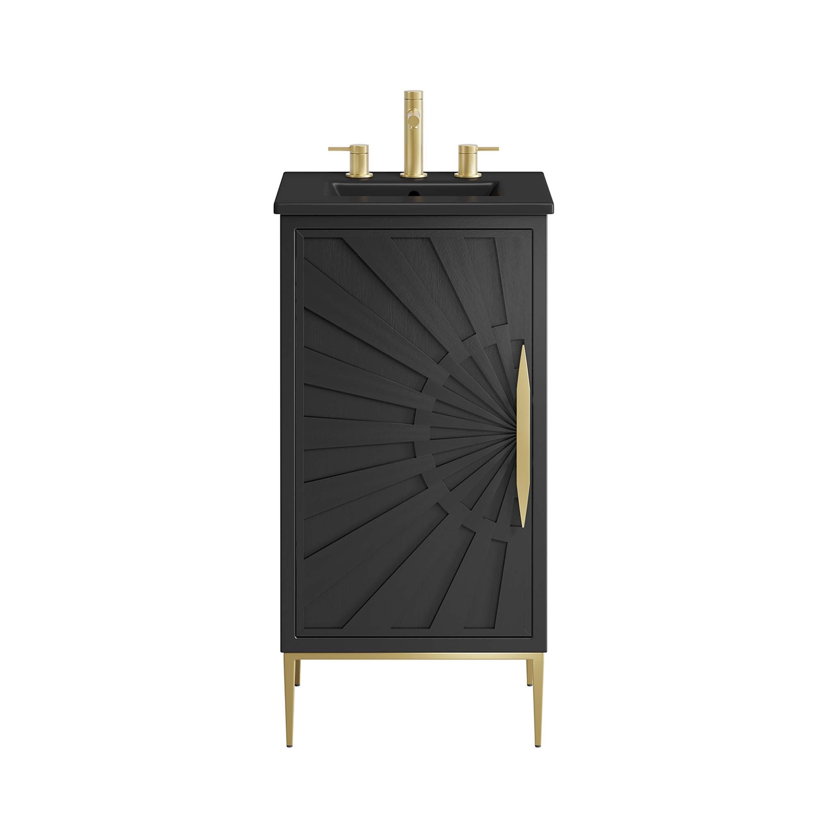 Modway Awaken 18″ Bathroom Vanity Cabinet in Black Black With Ceramic Sink Basin