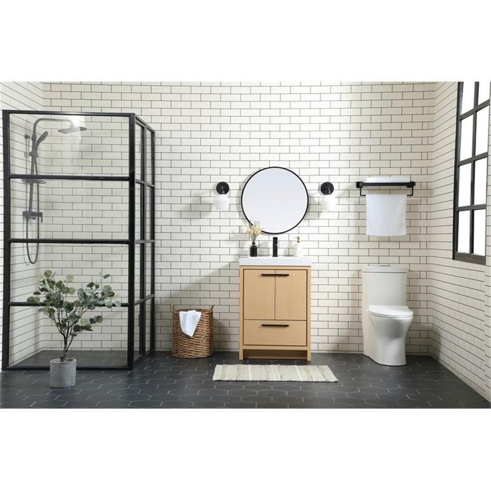 Elegant Decor Wyatt 24″ Aluminum Alloy and MDF Single Bathroom Vanity in Maple