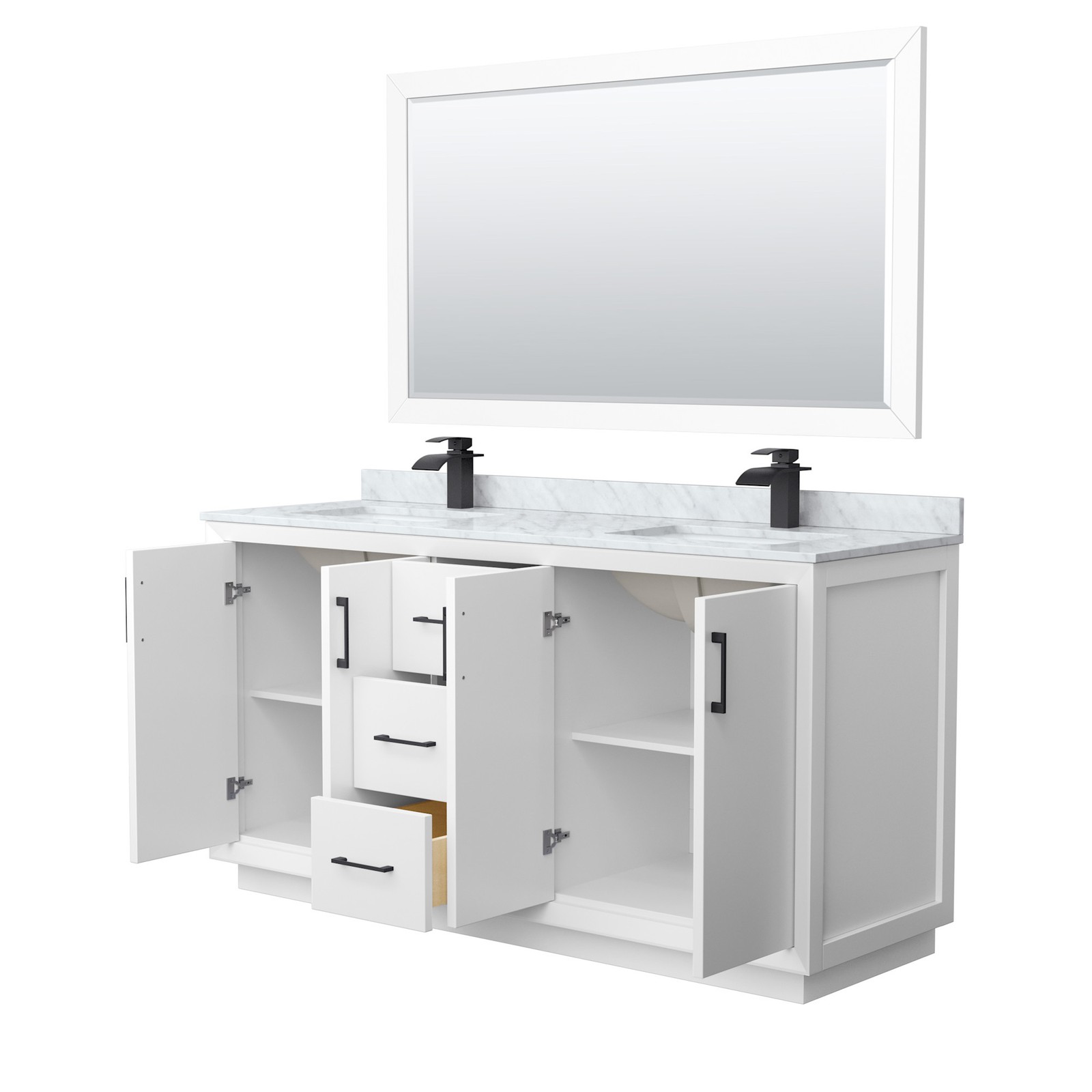 Wyndham Collection WCF414166D-NAT-UNSM58 Strada 66″ – Dark Gray / Matte Black