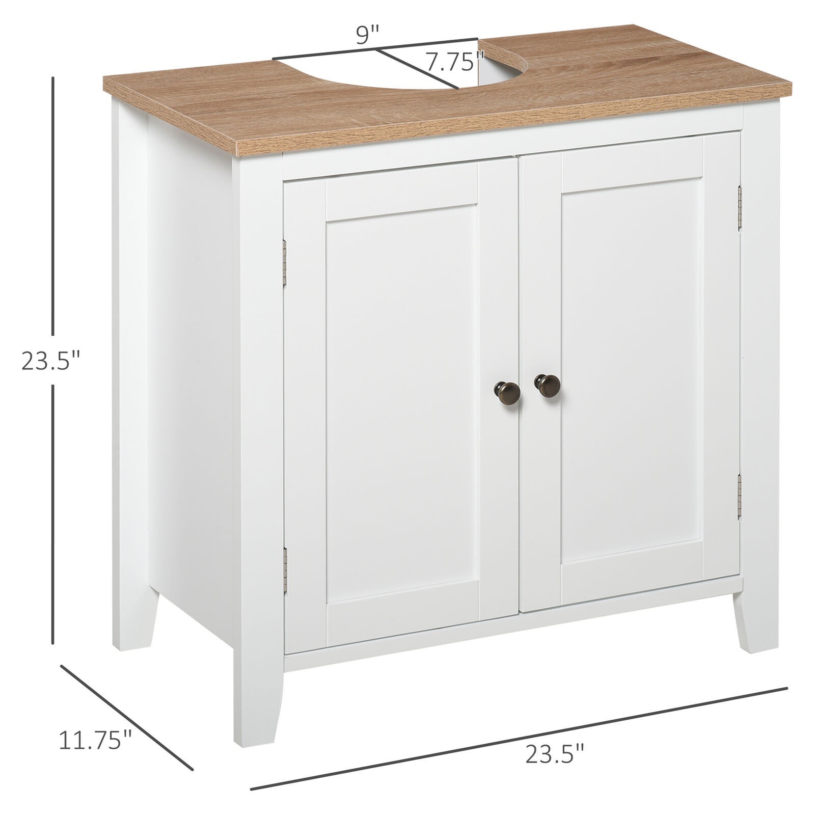 Under-Sink Bathroom Sink Cabinet, Storage Unit w/U-Shape Design, White