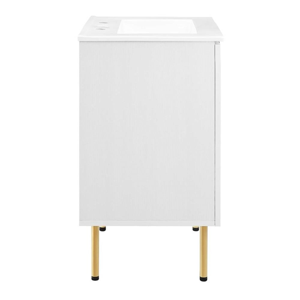 Modway Chaucer 24″ Wood & Rattan Bathroom Vanity with Adjustable Shelf in White