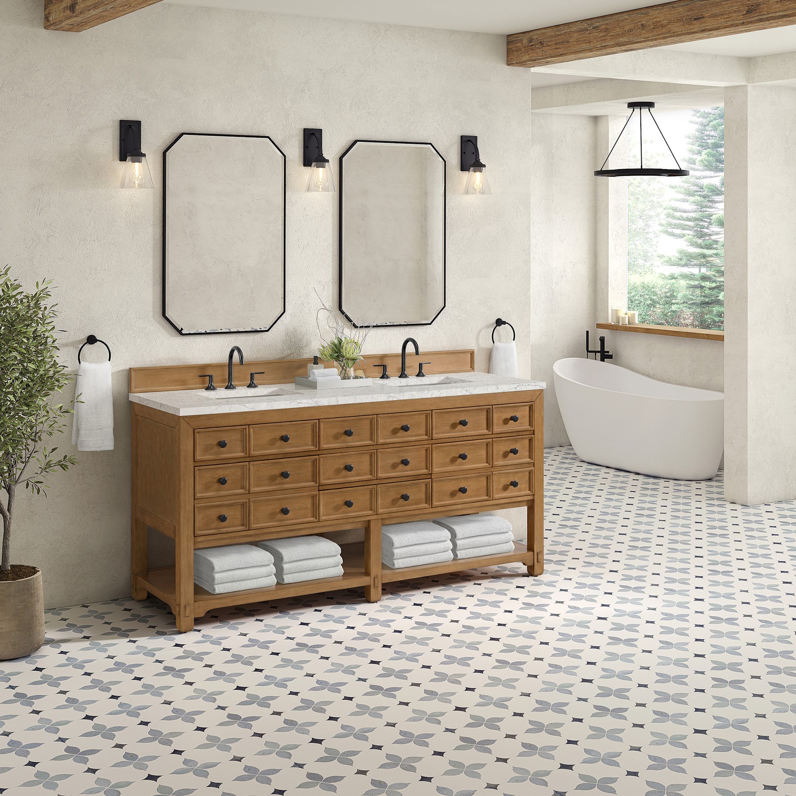 James Martin Vanities 505-V72-FEJP Malibu 72″ – Amber Birch