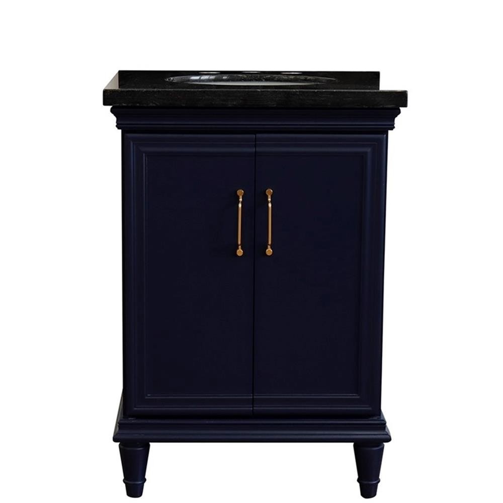 25 in. Single Wooden Vanity Blue with Black Galaxy Oval Sink