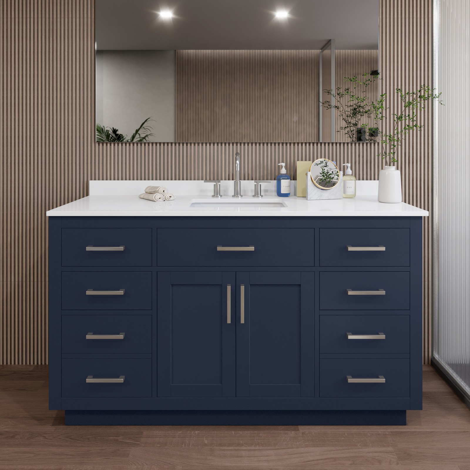 Wyndham Collection WCG262660S-QTZ-US3MXX Beckett TK 60″ – Dark Blue / White