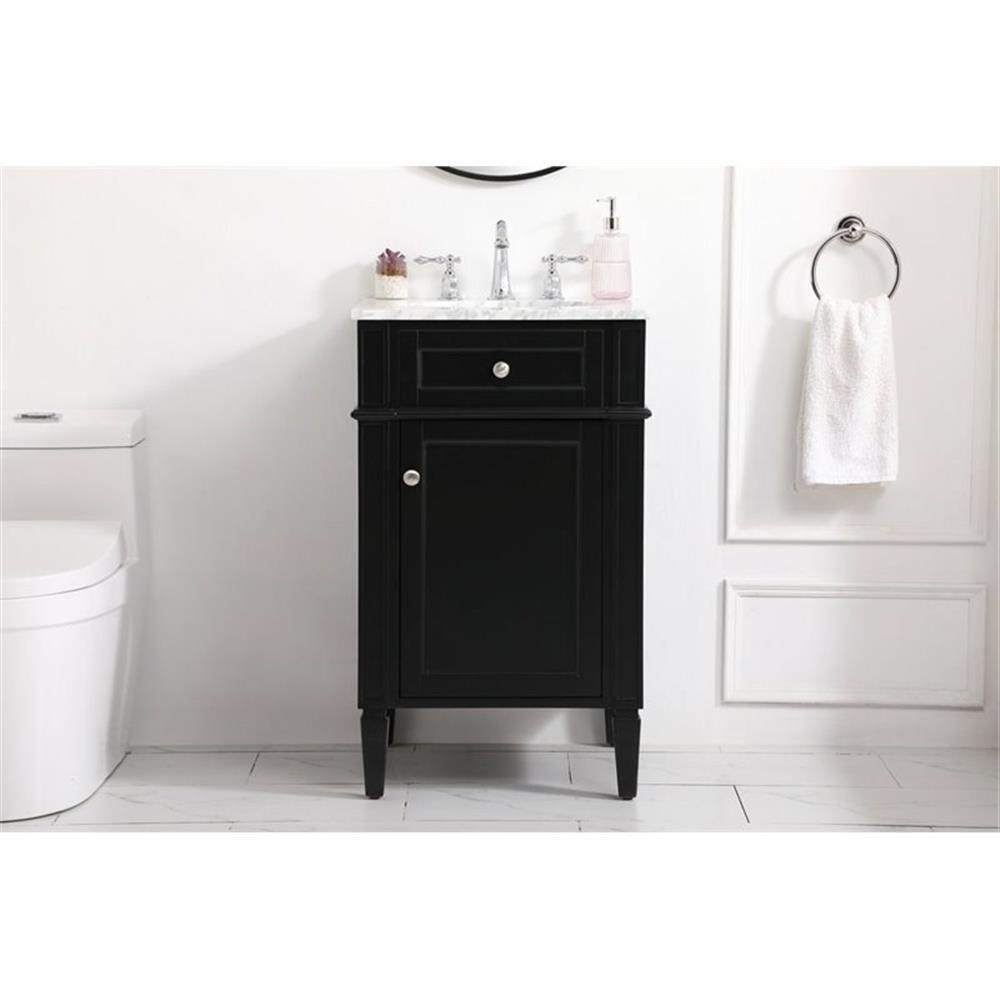 Elegant Decor Park Avenue 21″ Metal MDF Marble Single Bathroom Vanity in Black
