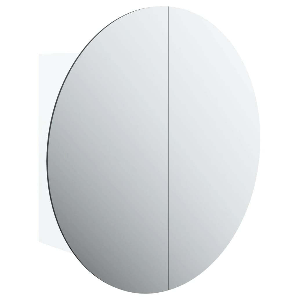 Bathroom Cabinet with Round Mirror&LED White 18.5″x18.5″x6.9″