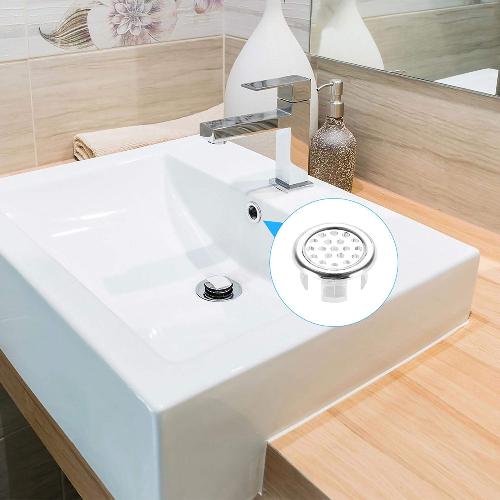 Bathroom Basin Sink Double Ring Hole Overflow Covers Chromed for Ceramic Sinks