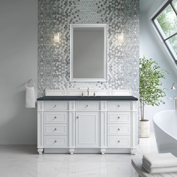 60″ James Martin Bristol 157-V60S-BW-3CSP Vanity Cabinet Charcoal Soapstone Top