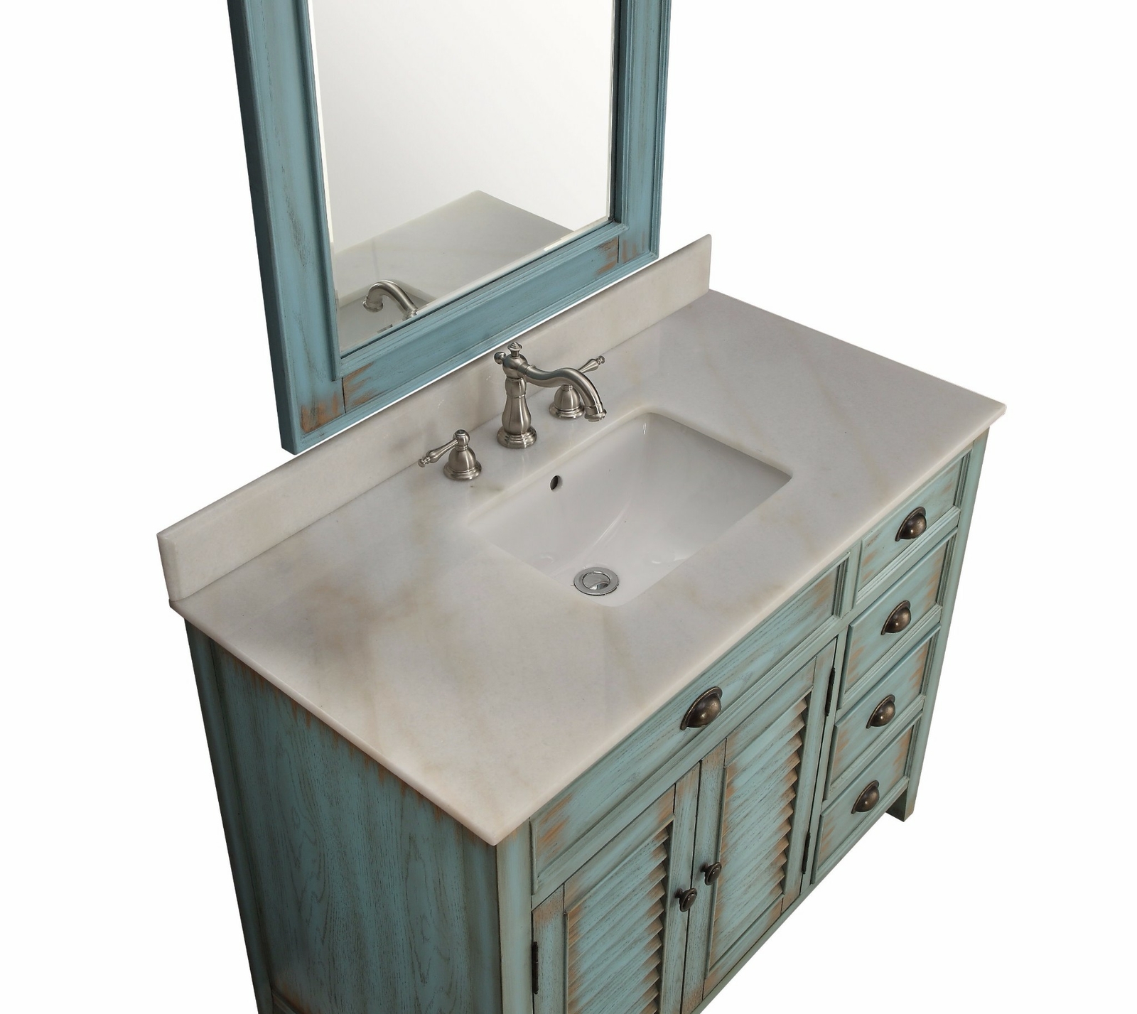 42 inch Distress Blue Abbeville Bathroom Sink Vanity CF78888BU-MIR