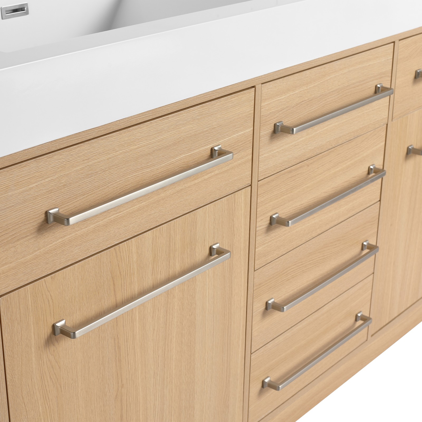 60 in Plywood Bathroom Vanity Freestanding W/Double Resin Sink +2 Doors 6Drawers