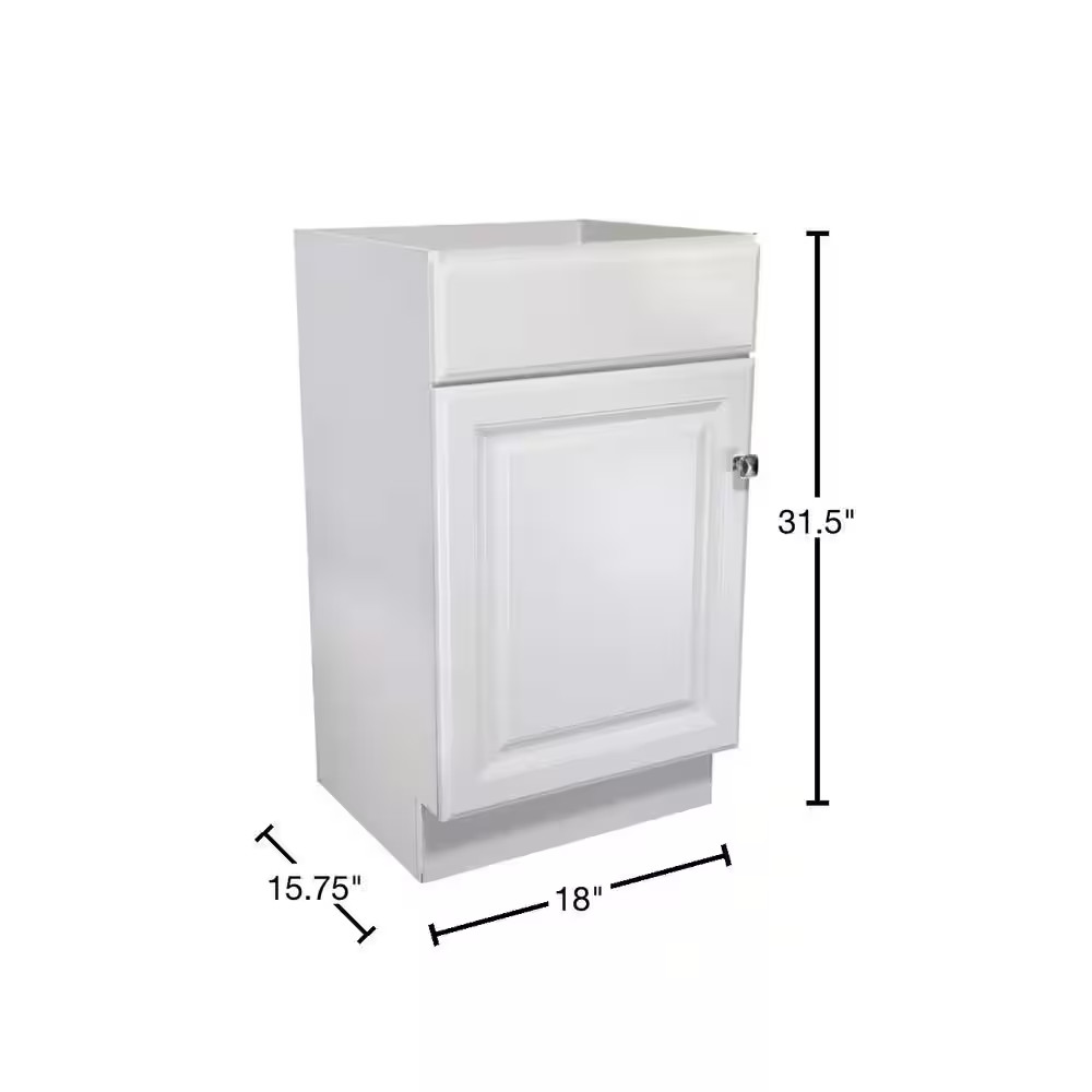 Wyndham 18 In. 1-Door Bath Vanity Cabinet Only in White (Ready to Assemble)