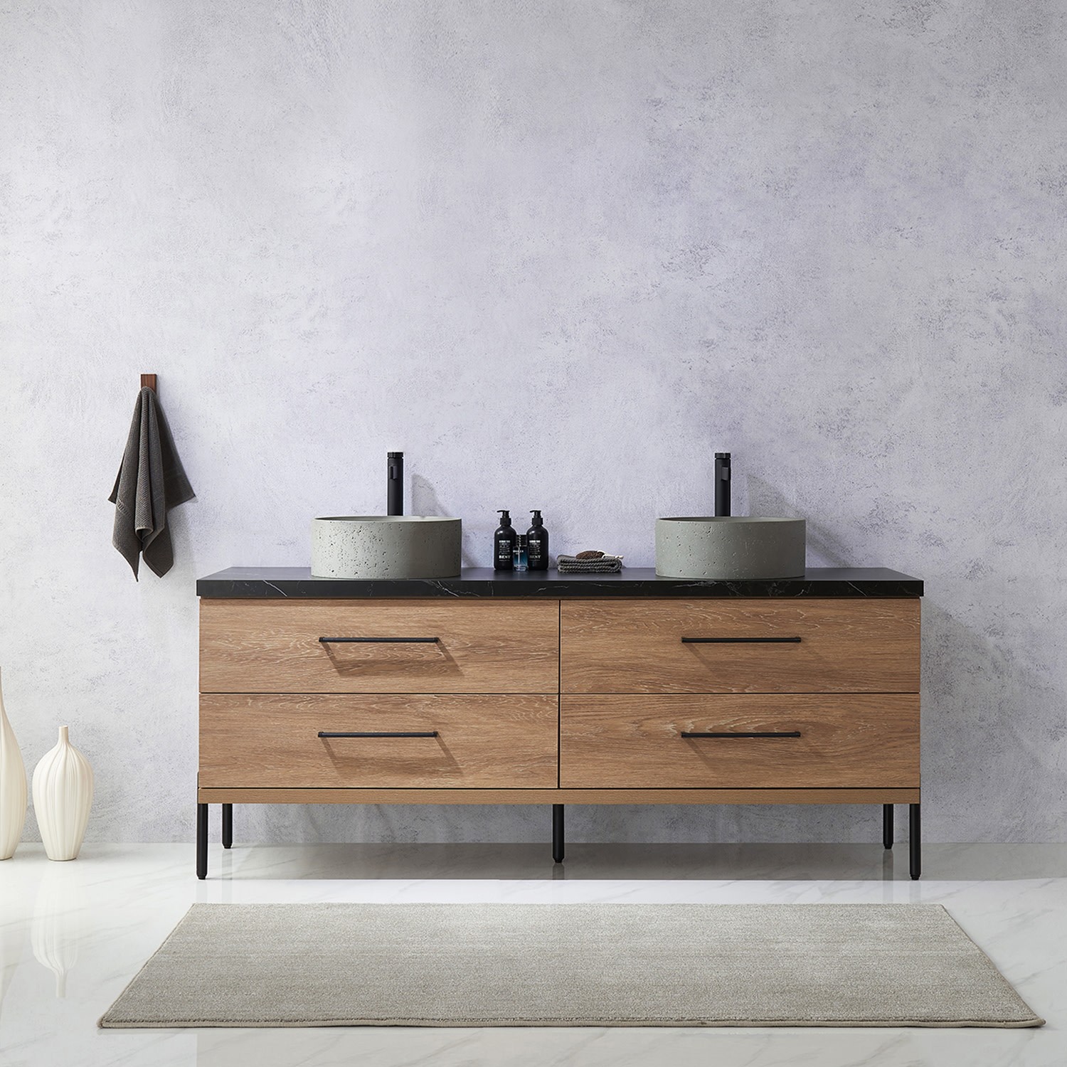 Miseno MV-NM-705172R Trento 72″ – North American Oak / Black