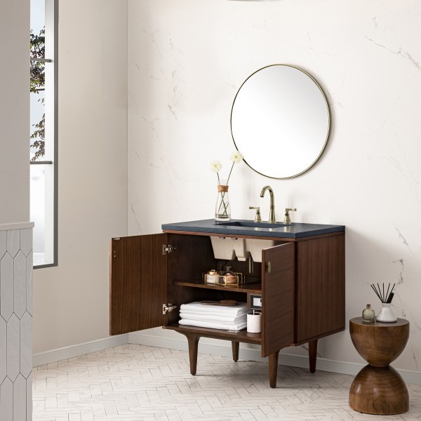 36″ James Martin Amberly 670-V36-WLT-3CSP Vanity Cabinet Charcoal Soapstone Top