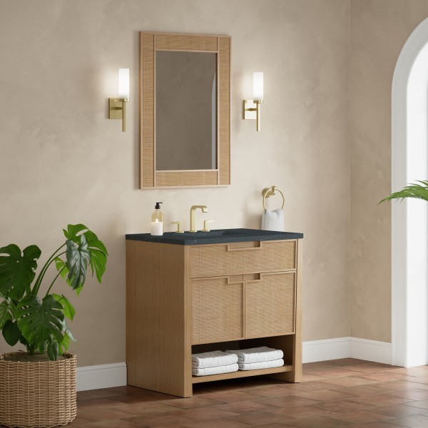 36″ James Martin Solene D225-V36-SSO-3CSP Vanity Cabinet Charcoal Soapstone Top