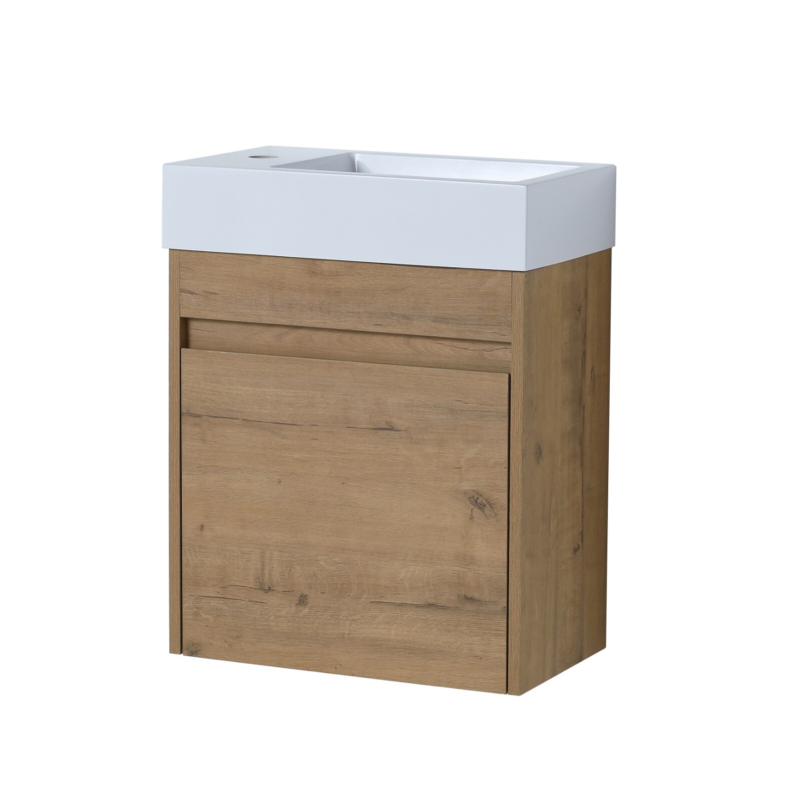 18” Floating Wall-Mounted Bathroom Vanity with White Resin Sink & Soft-Close