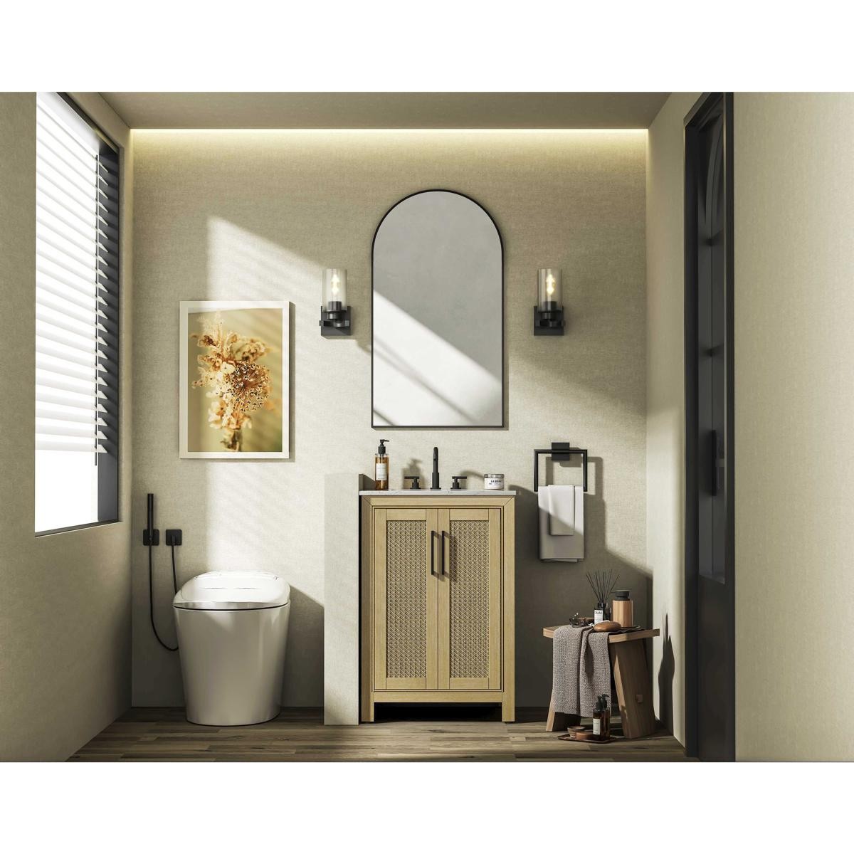 Elegant Lighting VF29524LO Alina 24 X 35 inch Linen Oak Bathroom Vanity Cabinet