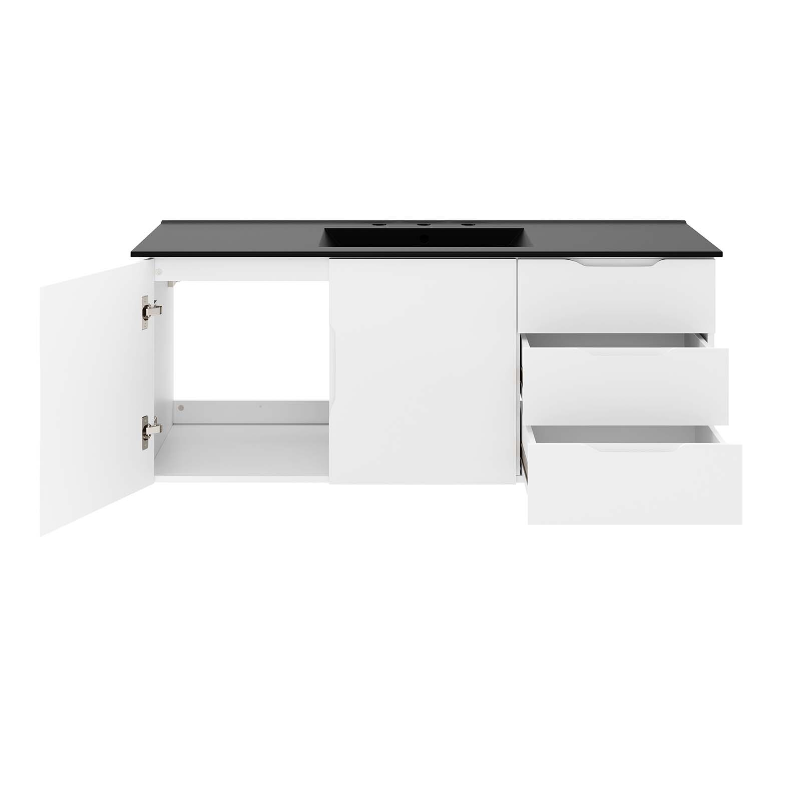 Modway Vitality 48″ Single Sink Wall-Mount Bathroom Vanity in White Black