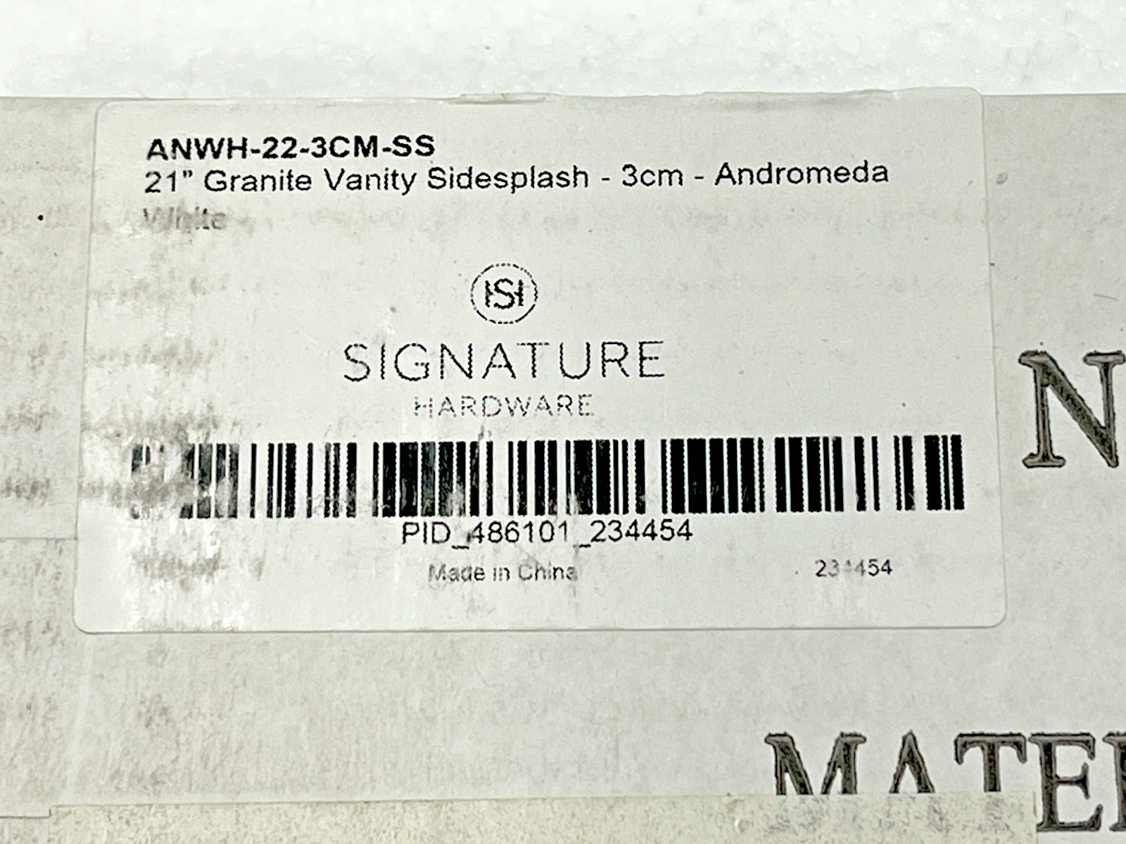 Signature ANWH-22-3CM-SS 21″ Granite Vanity Side Splash NIB P34