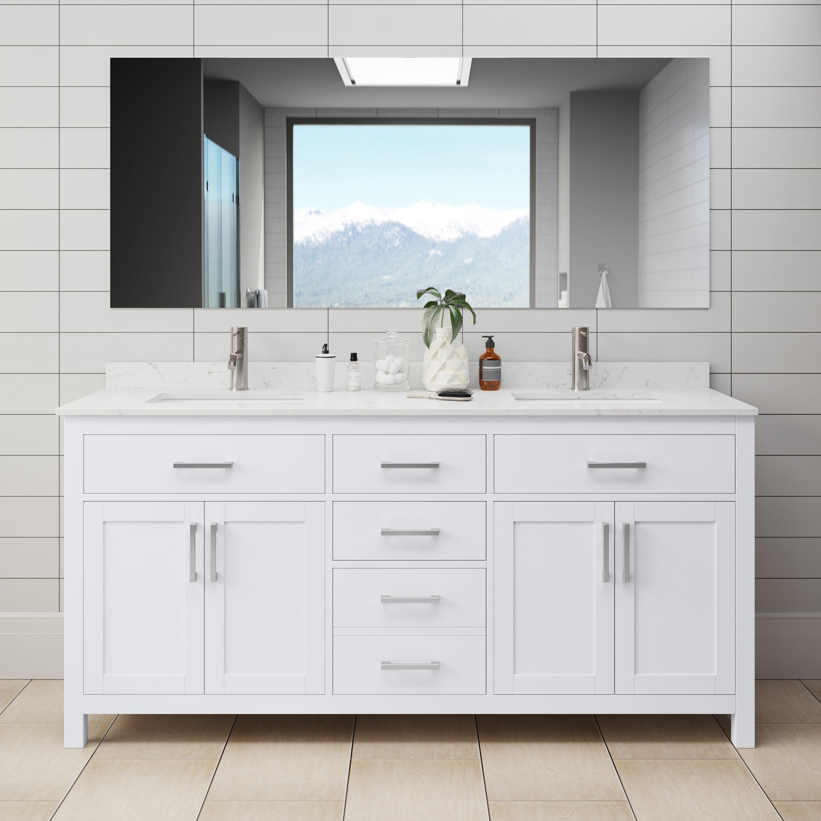 Wyndham Collection WCG242472DCCUNSMXX Beckett 72″ – White / Carrara Cultured