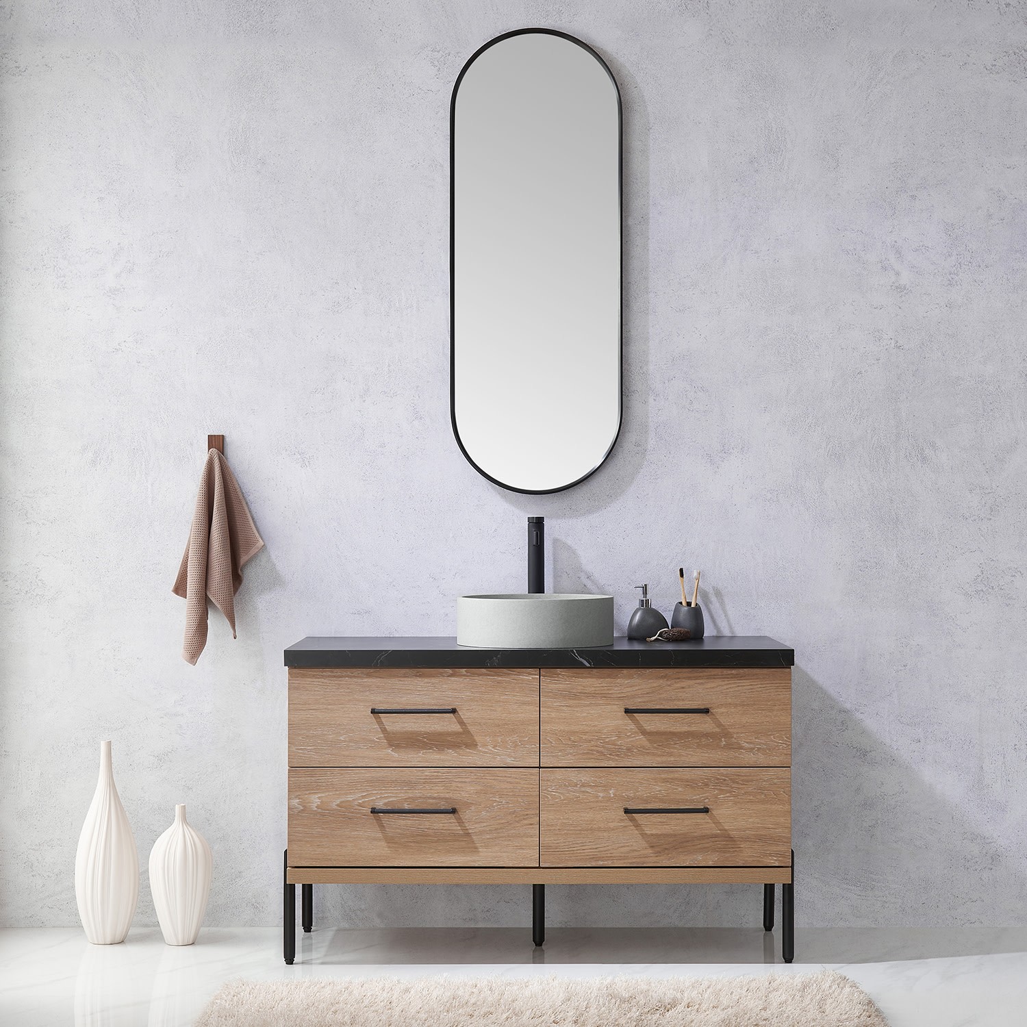 Miseno MV-705148C Trento 48″ – North American Oak / Black