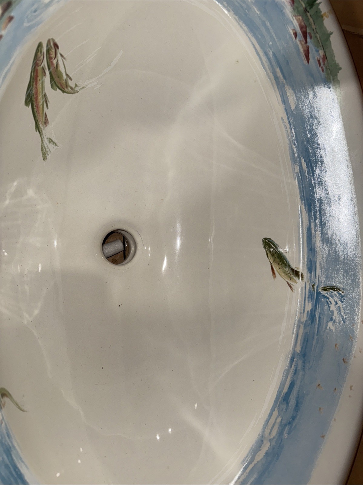 Kohler K-14274-RF-96 The Rod and the Fly design on Centerpiece SINK, BISCUIT