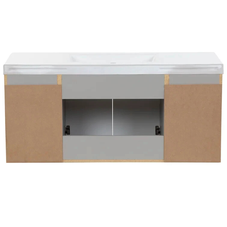 Albion 49″ Wall-Mounted Single Bathroom Vanity Cabinet Set Gray No Basin BR74