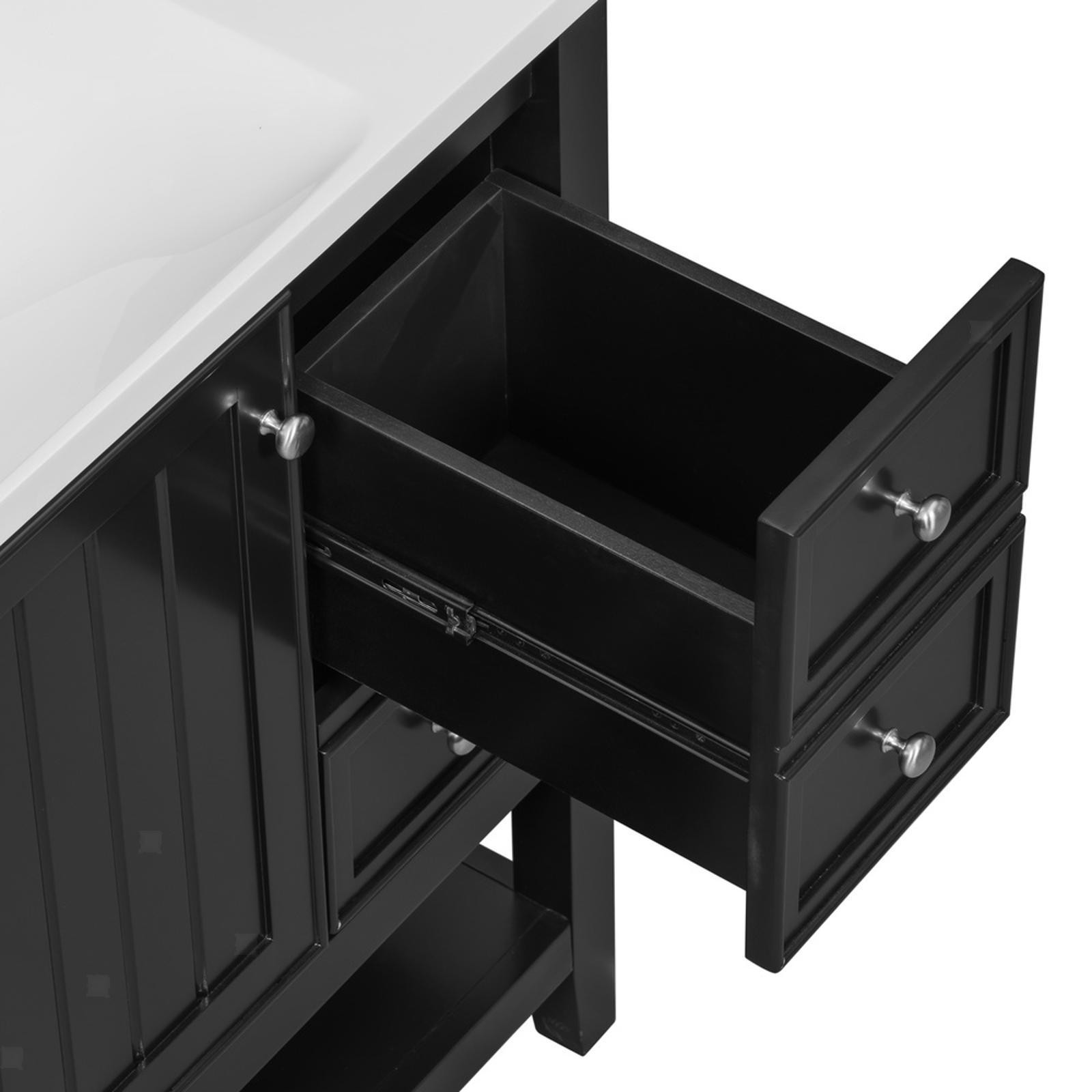 36″ Bathroom Vanity with Sink, Cabinet and Three Drawers, Solid Wood and