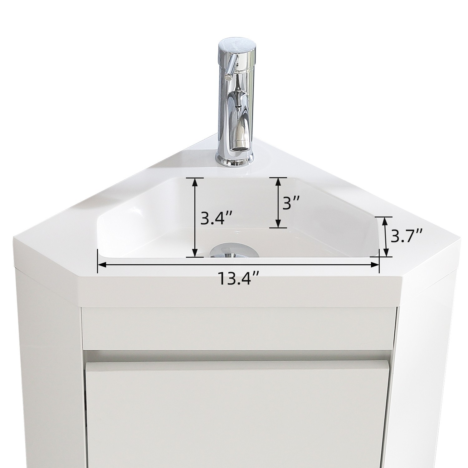 22″ Corner Wall Mounted Bathroom Vanity Floating Cabinet w/Sink for Small Space
