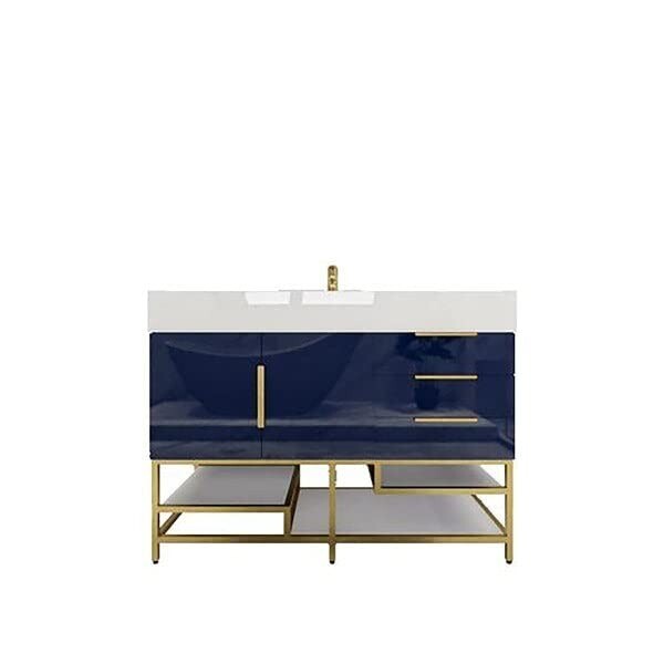 48″ Bathroom Vanity Cabinet with Sink with Aluminum Alloy Frame and Drawers