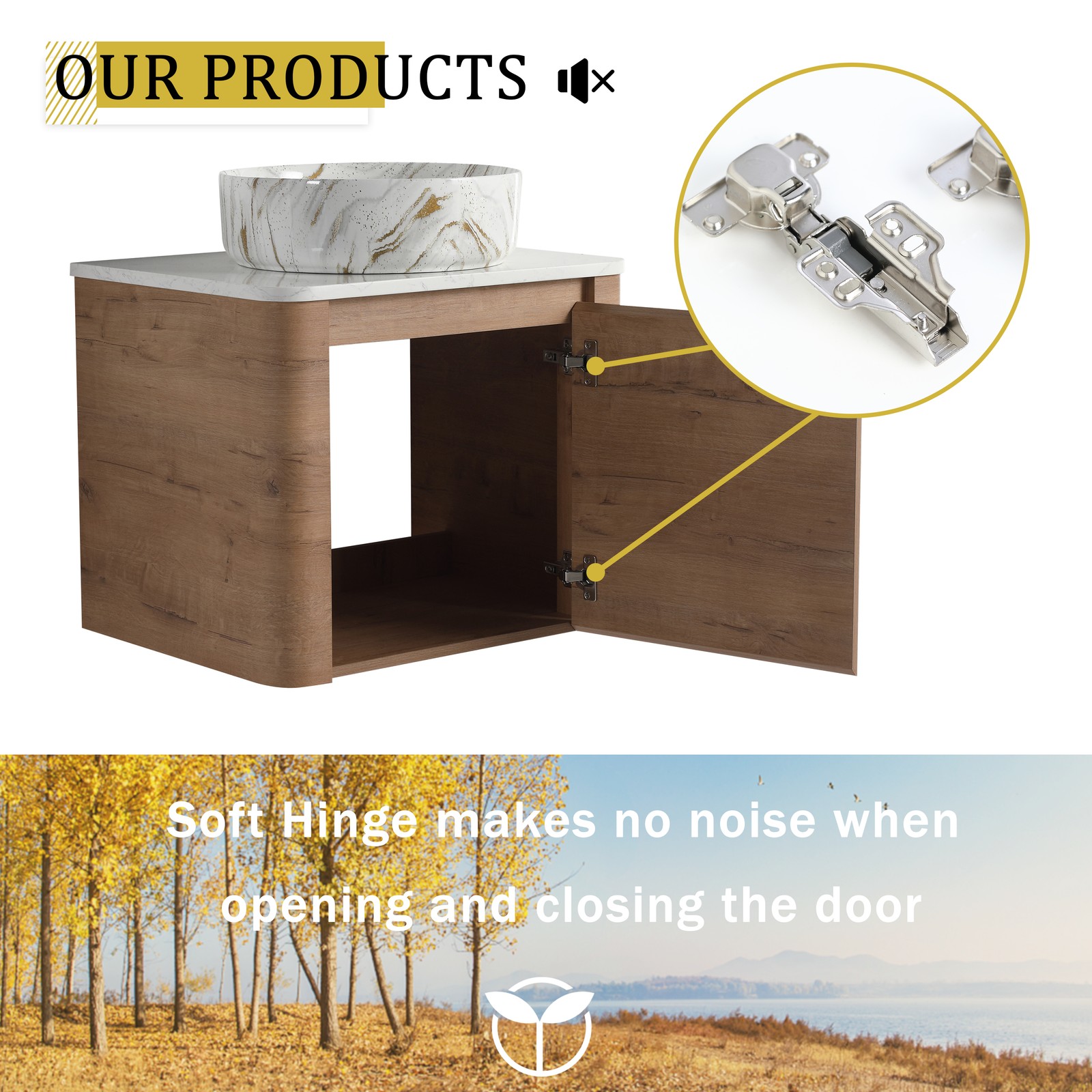 24 in Plywood Wall-Mounted Bathroom Vanity With Ceramic Vessel Sink Counter Top