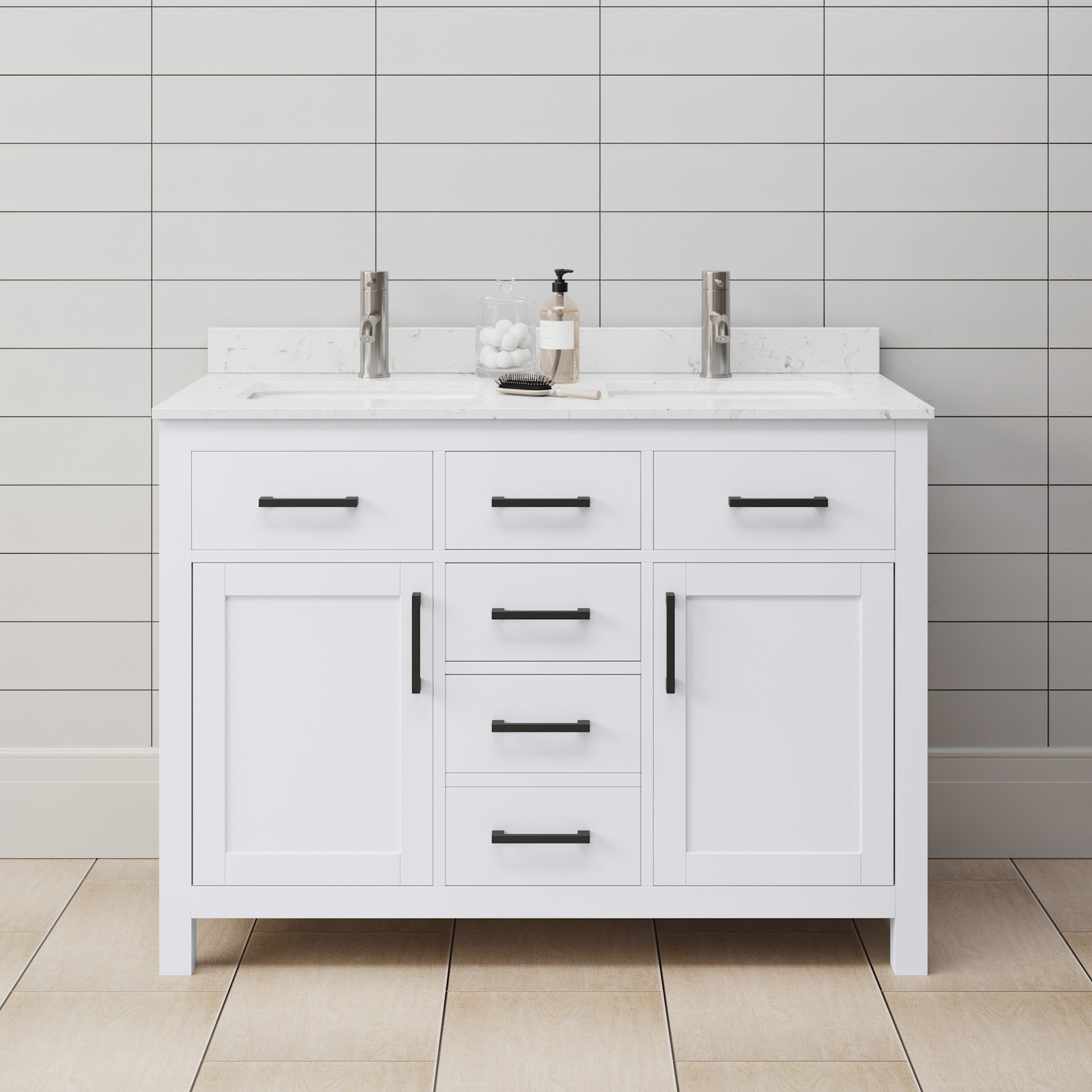 Wyndham Collection WCG242448D-UNSMXX Beckett 48″ – White / Carrara Cultured