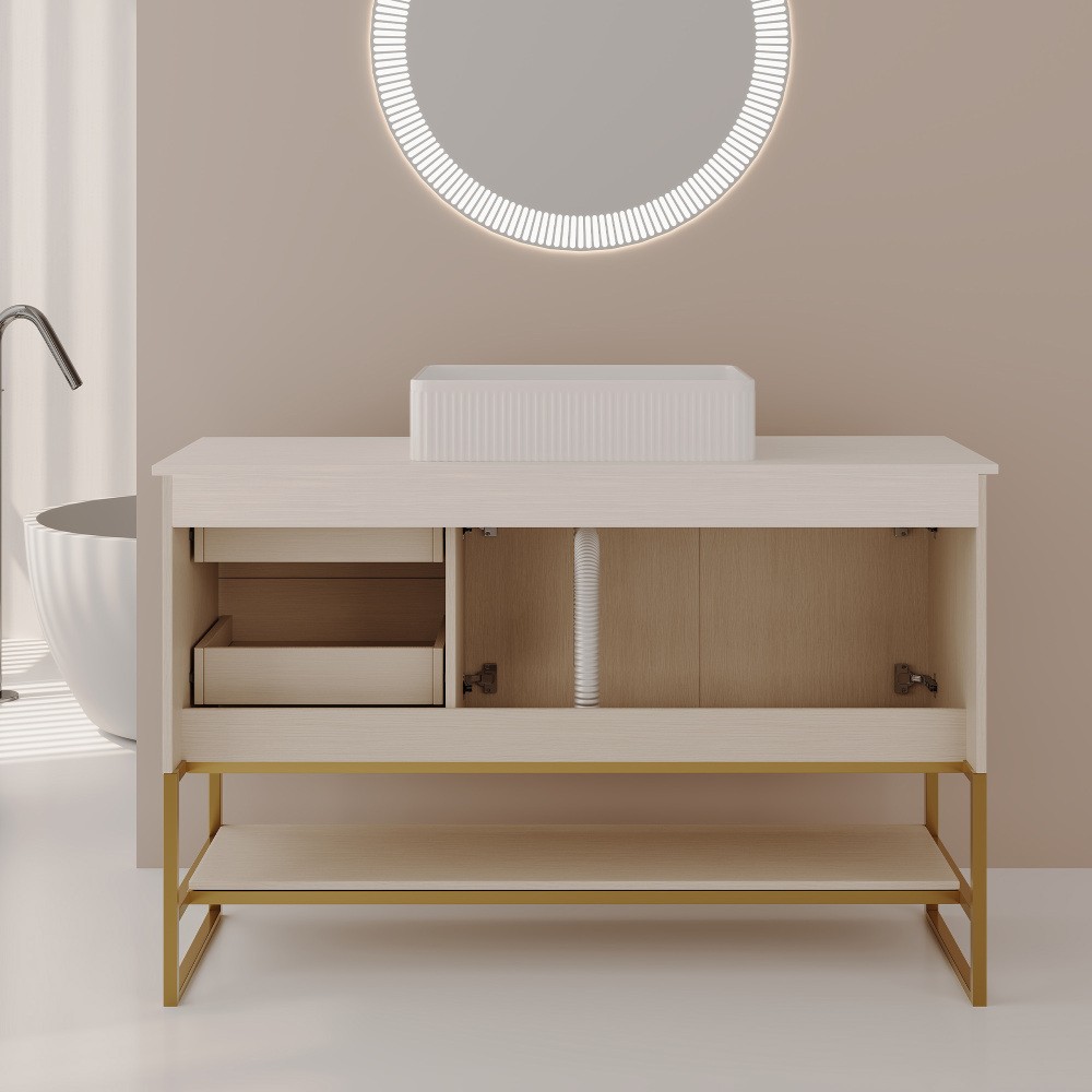 47.2″ Modern Bathroom Vanity w/Ceramic Vessel Sink Free Standing Storage Cabinet