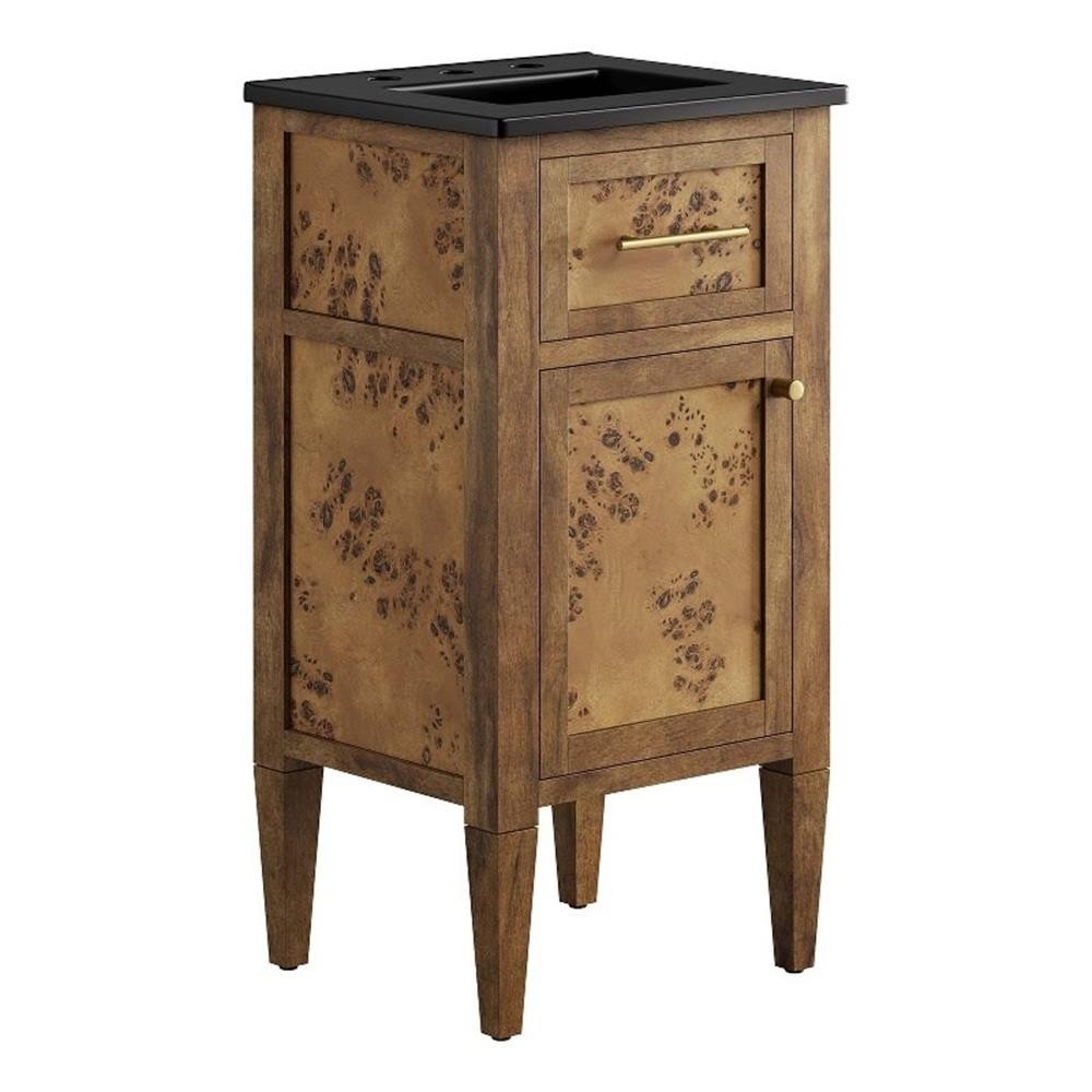 Modway Elysian 18″ Modern Wood Bathroom Vanity in Black and Brown