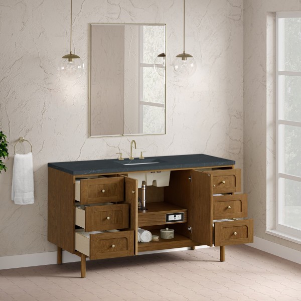 60″ James Martin Laurent 545-V60S-HNO-3CSP Vanity Cabinet Charcoal Soapstone Top