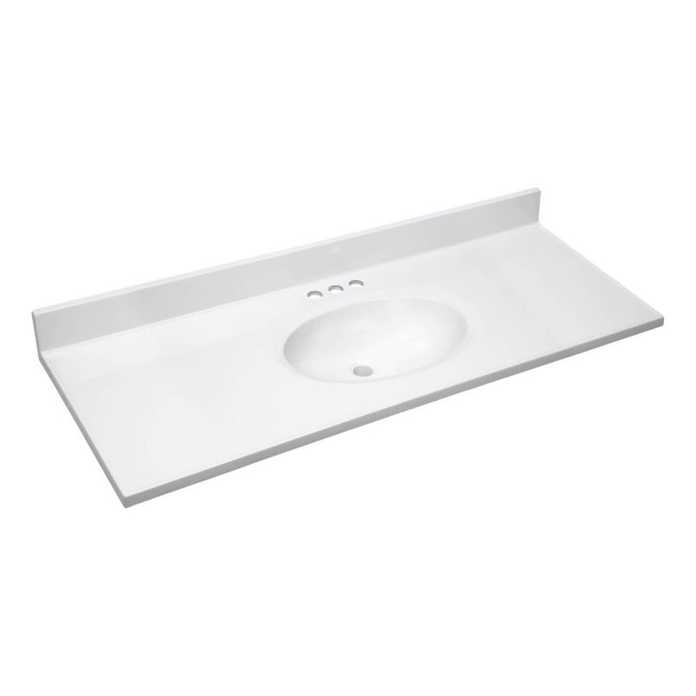 Design House 49×19″ Cultured Marble Single Bowl Vanity Top in Solid White
