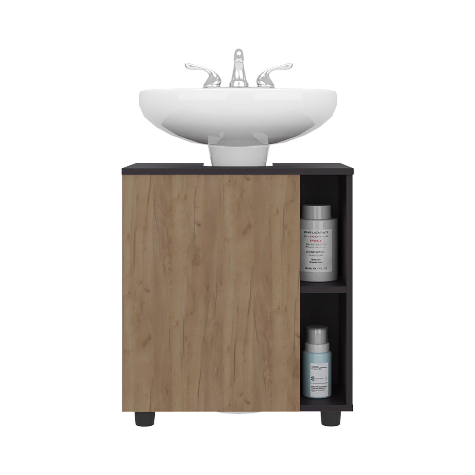 Under Sink Cabinet with Two Side Shelves, Double Doors, 22″ Freestanding