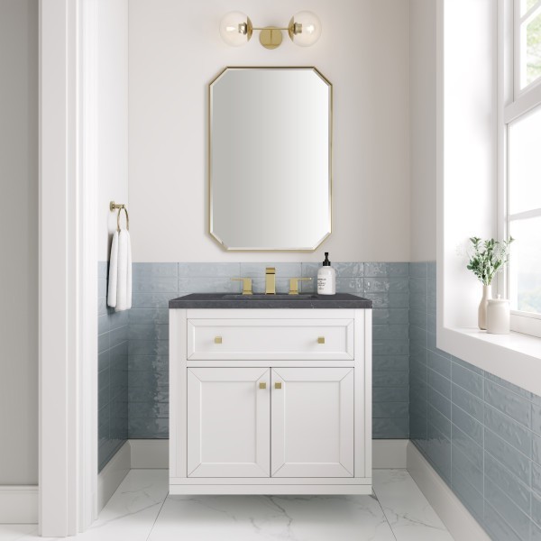30″ James Martin Chicago 503-V30-GW-3CSP Vanity Cabinet Charcoal Soapstone Top