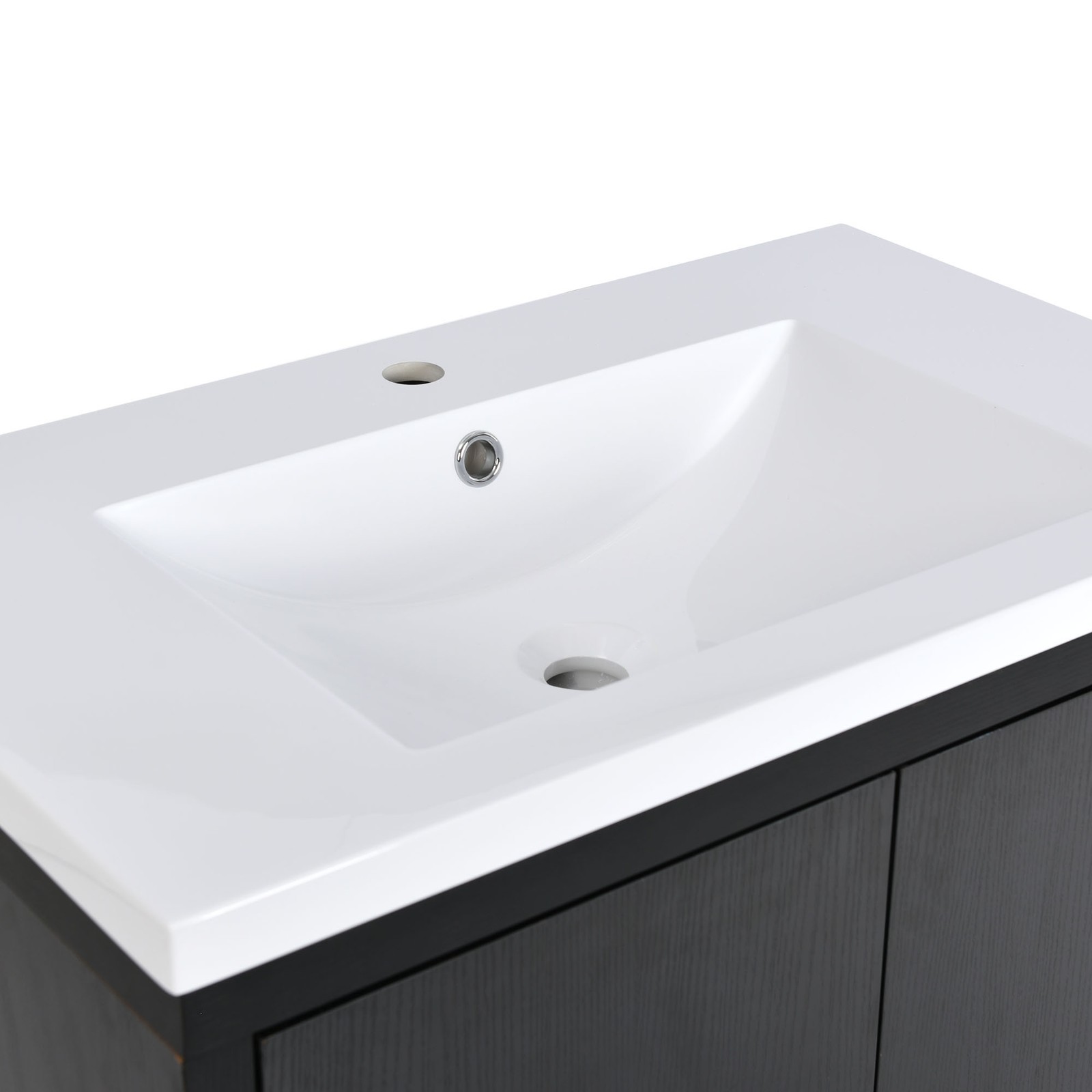 30″ Bathroom Vanity Set with Sink, Solid Wood Frame, Black Cabinet