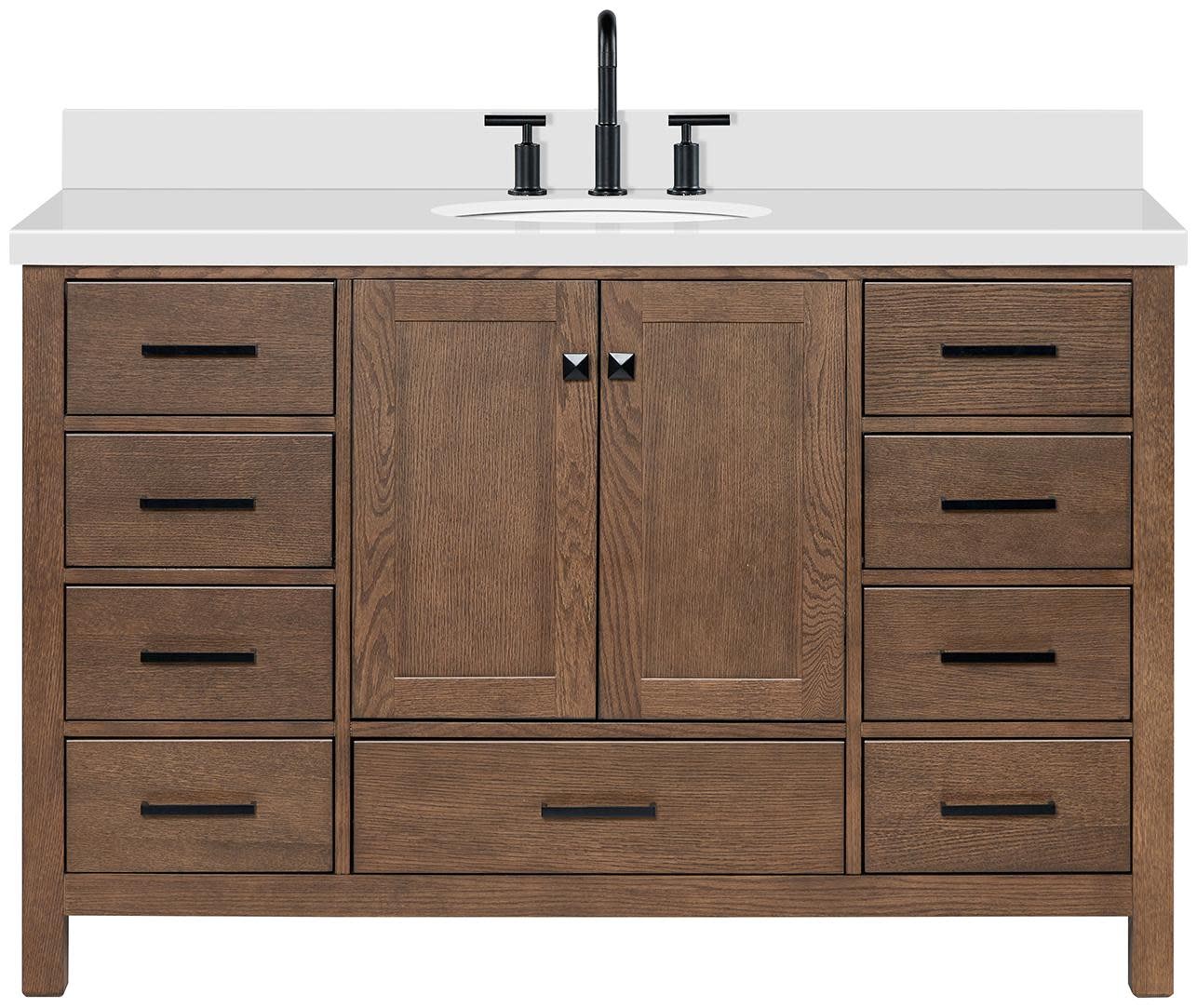Ariel A055SWQOVO Cambridge 54″ – Brown Oak / Pure White Quartz / Satin Brass
