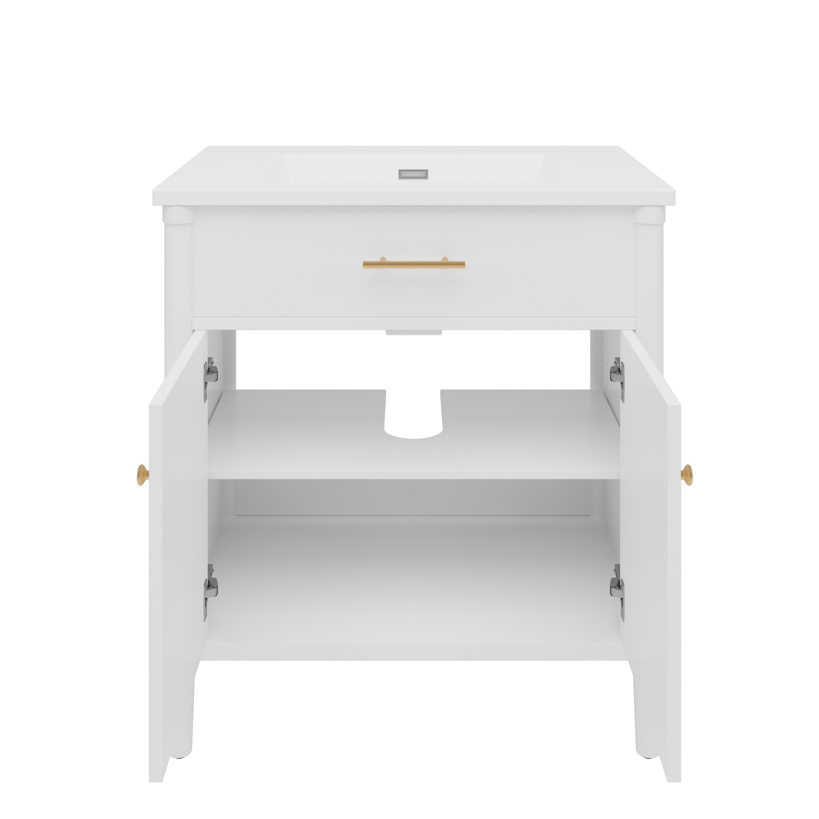30″ Bathroom Vanity with Sink, Bathroom Cabinet with Soft Close Doors White