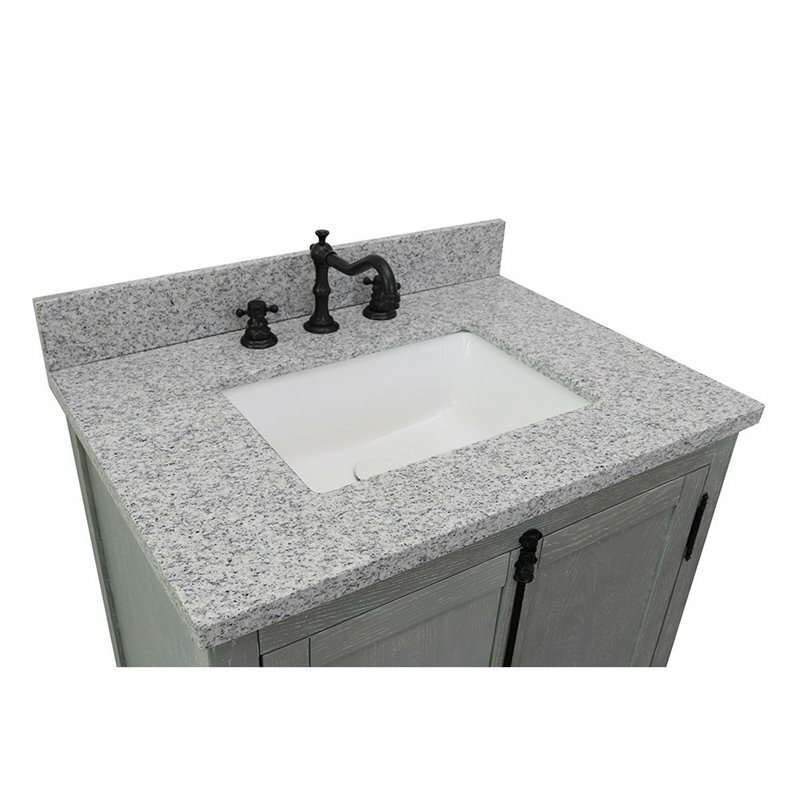 Plantation Modern Single Rectangle Sink Solid Wood Vanity in Gray Ash