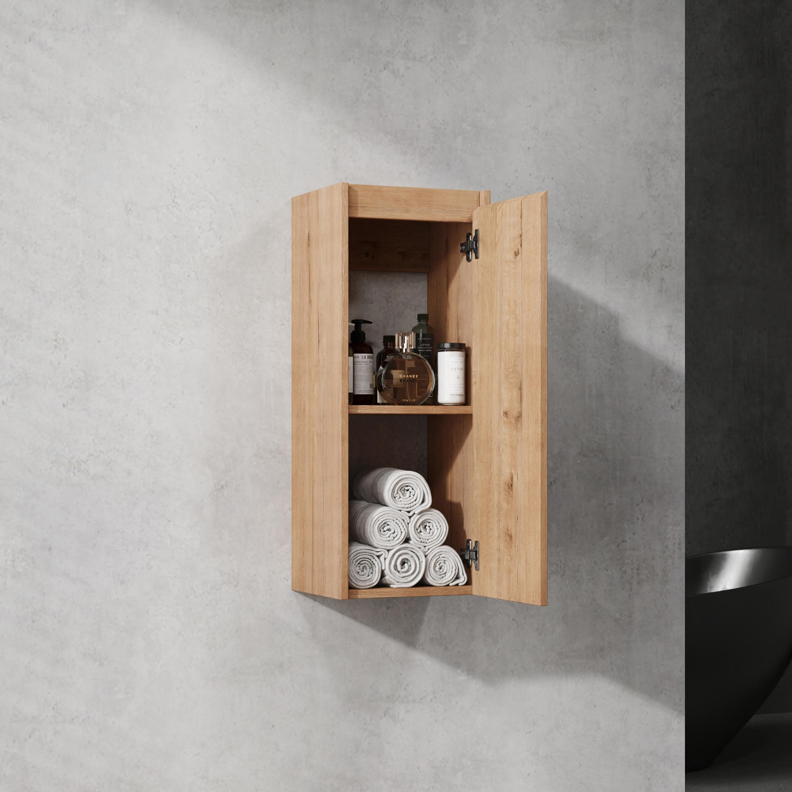 24 Inch Plywood Floating Wall-Mounted Vanity Bathroom with Sink and Side Cabinet