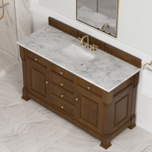 60″ James Martin Brookfield 547-V60S-HNO-3CAR Vanity Cabinet Carrara Marble Top